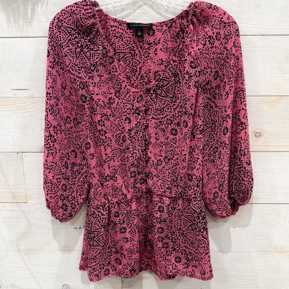 Banana republic pink printed flounce/ peplum top ❤️ - Picture 3 of 7